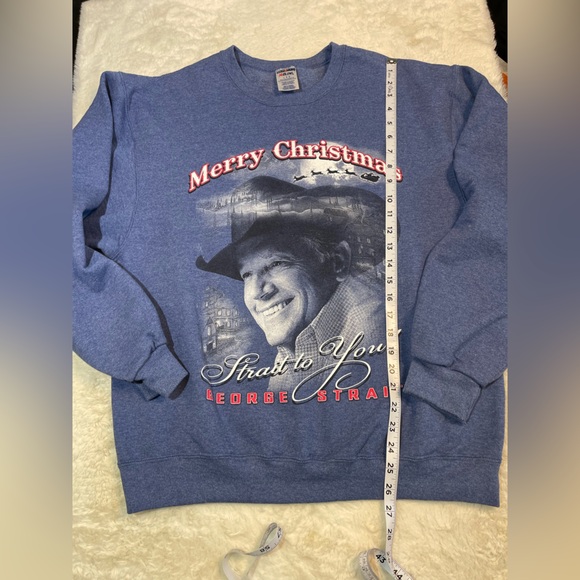 Vintage jerzees size large  blue George Strait christmas crew neck - Picture 5 of 5
